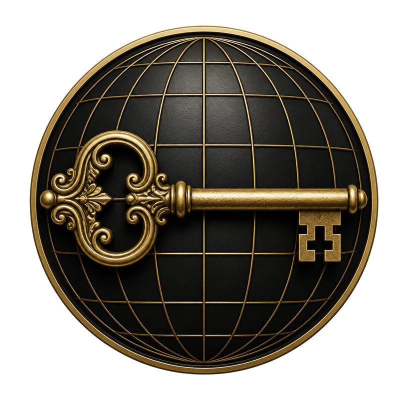 La Planète 🌍 Des Clefs 🗝️ — logo emblème globe et clef